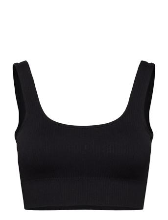 Ribbed Seamless Bra Lingerie Bras & Tops Sports Bras - All Black Aim ́n