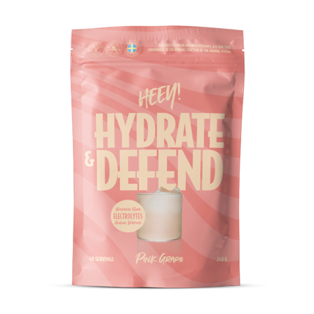 Heey! Hydrate & Defend Elektrolytter + Immune Support, Pink Grape, 240 g