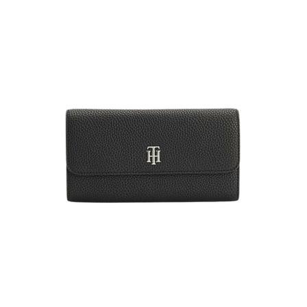Tommy Hilfiger, TH Element Large Flap Wallet Czarny, Kobieta, Rozmiar: ONE Size