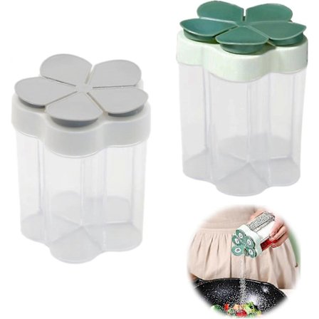 2 stk. 5-i-1 Krydderibeholdere, Multi-krydderidispenser, Bærbare Rejse Krydderi Krydderibeholdere, Salt Peber Krydderi Shaker Med Låg & Etiketter Klar