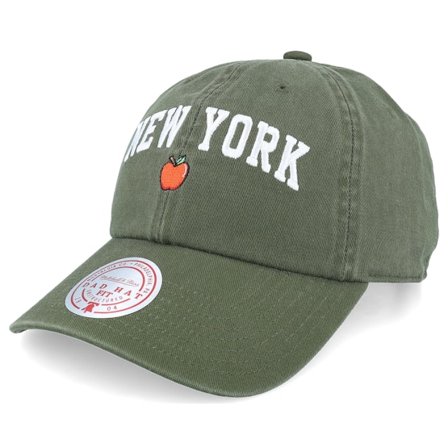 Mitchell & Ness - Grønn unconstructed Caps - Big Apple Army Green Dad Cap @ Hatstore