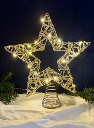 Glitre toppstjerne m/lys batteridrevet - champagne