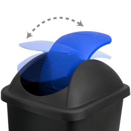 60L plastavfallsbehållare med svängbart lock – svart/blå
