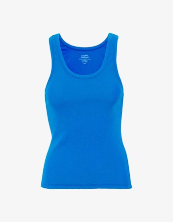 Women Organic Rib Tank Top - Pacific Blue M