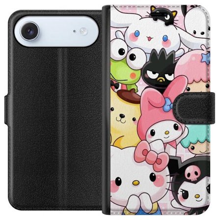 Yhteensopiva Lompakkokotelo Apple iPhone 17 Air Tiheä kuvio suloisia hahmoja, joilla on suuret silmät eri väreissä ja ilmeissä LABUBU-tekstillä