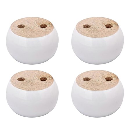 4 kpl 50 mm korkeat valkoiset eukalyptuspuiset pyöreät pullajalkaiset huonekalujalat