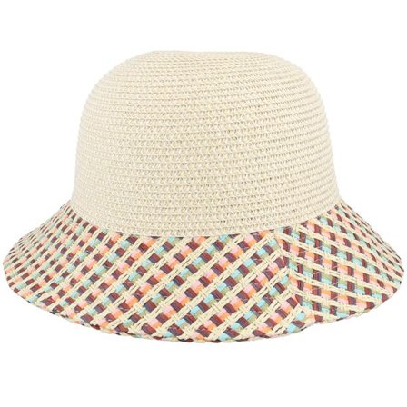 Seeberger - Beige straw Hatt - Straw Fabric Linen/Sandal Cloche @ Hatstore