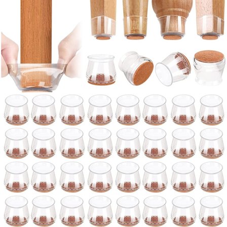 36 stk stolbenbeskytter for gulv - oppgradert integrert transpa