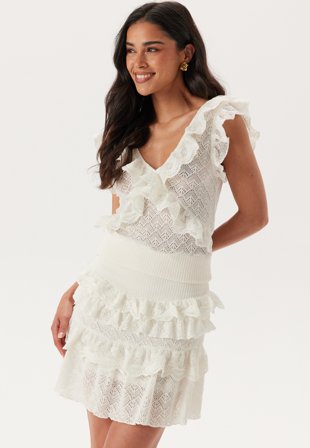 Andrea Norrman X Bubbleroom - Knitted Frill Top - Offwhite - Kläder