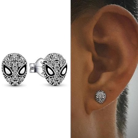 Spiderman Mask Pave Stud Ørepynt På Lager Nå 925 Sterling Sølv Ørepynt Kul Stil Statement Smykker Mann Kvinne