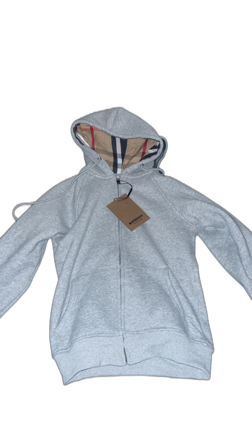 Grå hoodie från Burberry med dragkedja