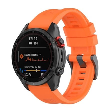 20mm Garmin Fenix 7S / Instinct 2S silikonikellon hihna metallisella soljella - Oranssi