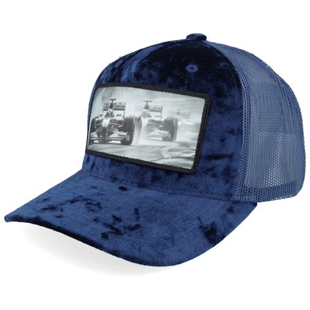 Calza Pennello - Formula Racing Car Alpine Blue Velvet Navy A-frame Trucker Trucker Blue Cap - @ Hatstore