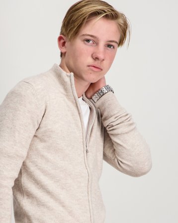 RYVLS Justin Soft Knit Zip Cardigan Beigestä Villapuserot Pojat - Kids Brand Store