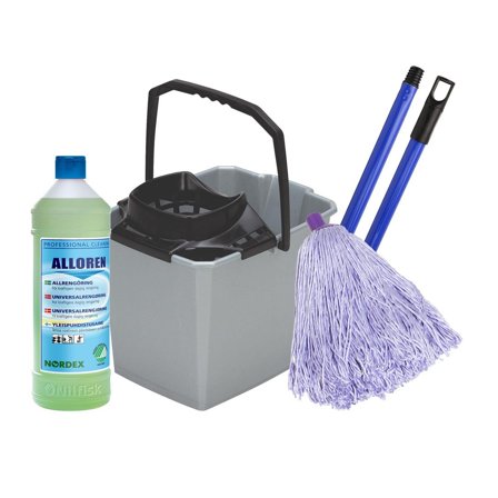 NORDEX Svabbkit hink, garn, skaft, allrengöring 4/fp - Lyreco - Städ och hygien - Moppar och stativ - Svabbar