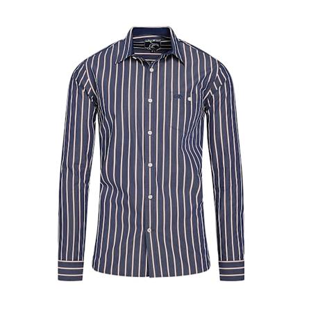 Raging Bull Herr Stripe Poplin Långärmad Skjorta M Marinblå Navy M