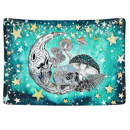 Veggteppe Psykedelisk Måne Stjerner Sopp Skalle