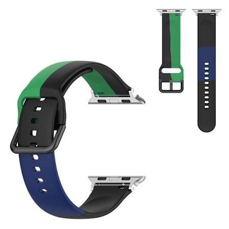Apple Watch Series 6 / 5 44mm three color silicone watch band - Black / Green / Blue