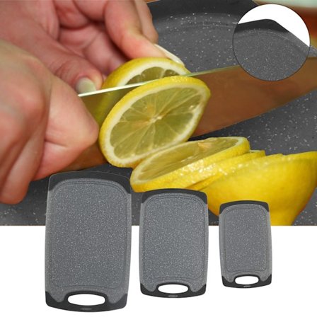 3 stk dobbeltsidig skjærebrett i imitert marmor plast skjærebrett kjøkkenredskaper (grå)