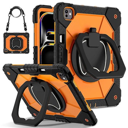 iPad Pro 13 (2024) -kotelo jalustalla, silikoni+PC-tablettisuojus