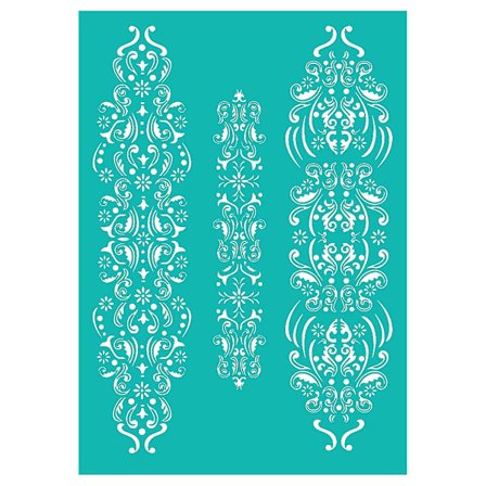 Selvklebende silketrykk-sjablonger DIY vintage kant silketrykk-sjablonger