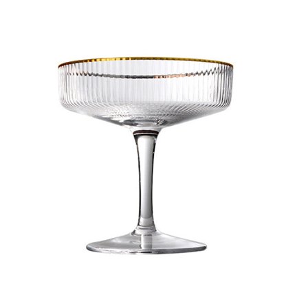 Rypytetyt Coupe-lasit cocktail-juhliin, vintage-cocktail-lasit käsinpuhallettua kristallilasia samppanja-martini-lasisetti kultareunaisella 