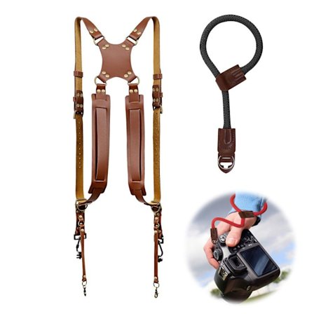 2 stk. Kamera Dobbelt Skulderrem Håndledsrem Sæt Hurtigudløsning Justerbar Dobbelt Kamera Rem til DSLR SLR DV Kamera