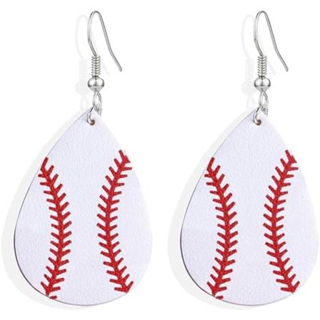 Faux läder tårformade örhängen för kvinnor Baseball Basketboll Voll