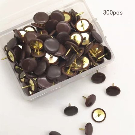 300 stk. brune plastikbelagte trykknapper flade hoved trykknapper korktavle kontor