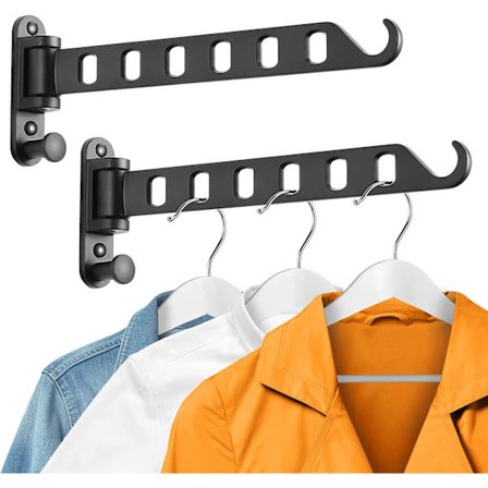 Veggmontert klesstativ med svingarm (2-pakning, svart)