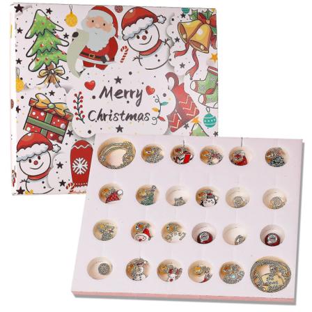 Jule-adventskalender-blindboks, 24-dagers julenedtellingskalender Gjør-det-selv-smykkesett, 22 forskjellige sjarmperler 2 armbånd for barn Voksen