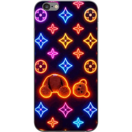Kompatibelt Mobildeksel til Apple Apple iPhone 6 Plus Neonfarget luksusmønster med en glødende teddybjørn i pop-art-estetikk