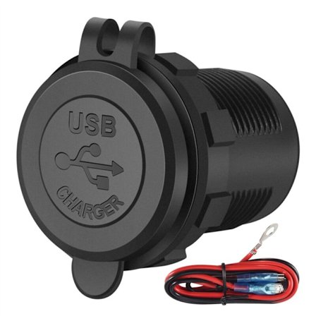 USB PD Type C og QC 3.0 Billader til Bil 12V Stikkontakt med ON/OFF Afbryder til Motorcykel RV ATV, Rød