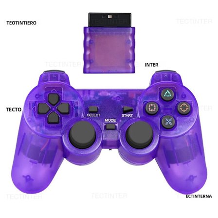 Lila Trådlös Handkontroll för PS2/PS1 Gamepad med Dubbel Vibrationsstöt USB för Sony Playstation 2 Joypad Joystick Spelkonsol