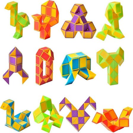 Fidget Snake Cube Mini Twist Puzzle (12-pack) - Partygåvor för barn 8-12, Godisväskefyllning, Karnevalspriser, Julstrumpa för barn