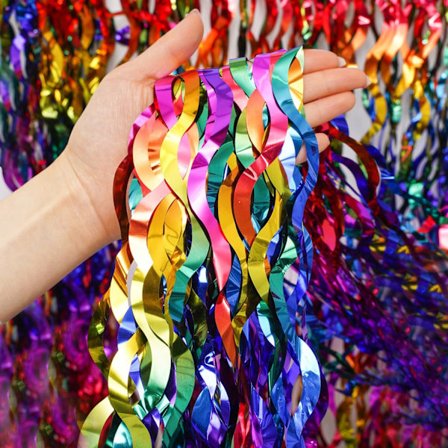 2 Pakker Skinnende Bølge Frynsegardiner, 1x2 meter Metallisk Glitter Streamers - Fargerik Festbakgrunn for Bursdag, Bryllup, Graduering &