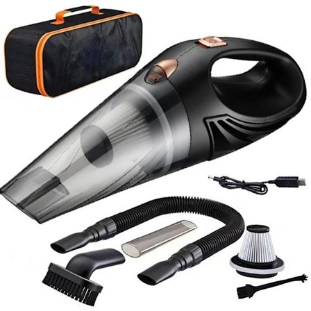 Handhållen dammsugare, sladdlös bilsugare, mini bärbar laddningsbar dammsugare, sladdlös svart komplett uppsättning tillbehör