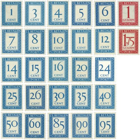 Holland 1947-1958 - Portomærker NVPH P80-P106 - Ubrugt