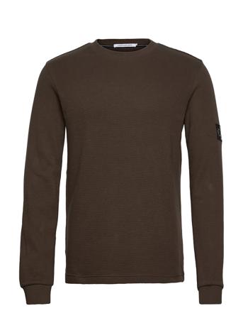 Monogram Badge Waffle Ls Tee Brown Calvin Klein Jeans