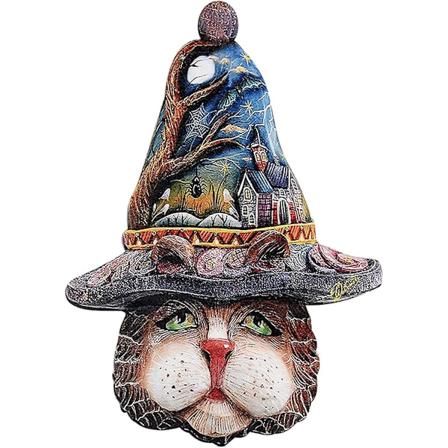 Halloween Rolig Katthuvud Trädekoration Häxa Katthuvud Hängande Dekorationer Väggkonst Hem