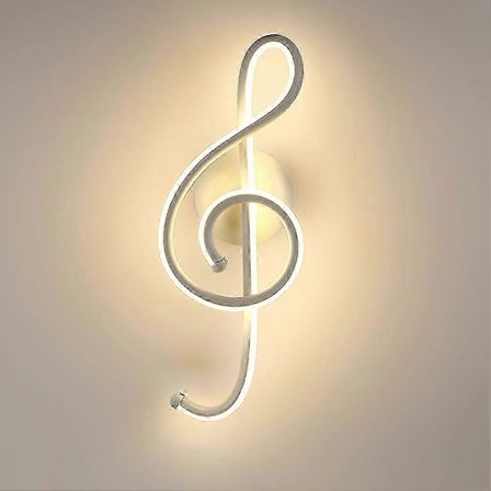 Kreativ LED-vägglampa med musiknotdesign, modern LED-sänglampa med spiralformad musiknot, inomhus