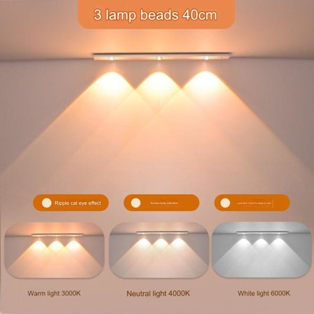 Led trådløs selvklæbende induktionsopladning skoskab skab lys lang bølget lysstrimmel waner