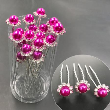 20 stk Perleblomst Hårnålspinne Brude Hårnål ROSE RØD Rose Red