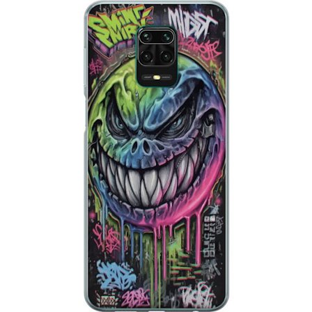 Yhteensopiva Puhelinkuori Xiaomi Redmi Note 9 Pro Värikäs graffitipiirros pahansuipasti hymyilevästä hirviökasvoista, jossa valuvat neonvärit