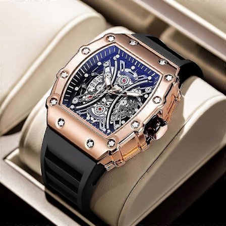 Mote Klokke Kalender Vanntett Selvlysende Richard Tonneau Formet Gummirem