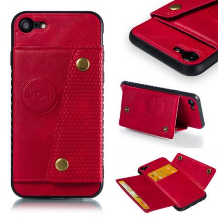 Professionellt Skal med Kortfack - iPhone 8 Röd