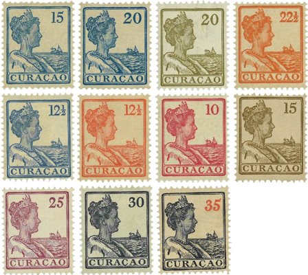 Curacao - Koningin Wilhelmina 1915-1926 (nr. 57-67, ongebruikt)