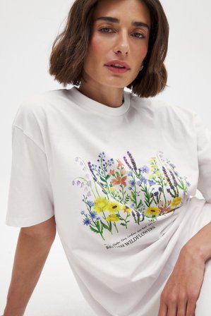 NA-KD T-shirt oversize à encolure ronde et imprimé - - Blanc - XS