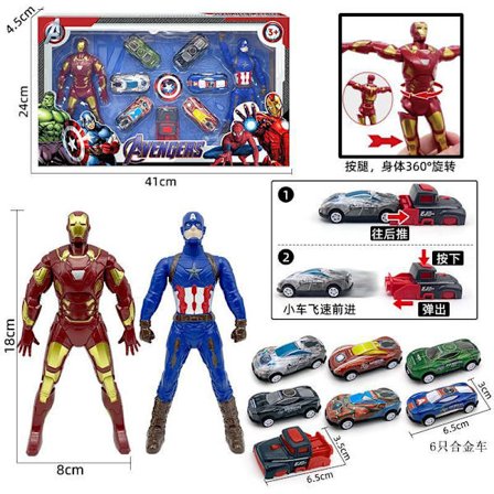 Ny trykbar roterende Avengers superhelte kagedekorationsfigur.