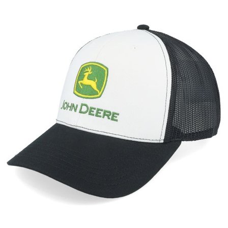 John Deere - Vit trucker Keps - Current Embroidery Black/White Trucker @ Hatstore